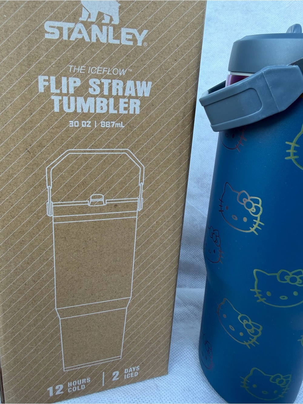 Stanley Flip Straw Hello Kitty Tumbler in Deep Blue with Iridescent Rim - 30oz